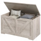 31.5 Inches Storage Chest, Storage Trunk with 2 Safety Hinges for Living Room, Grey Wood Grain