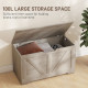 31.5 Inches Storage Chest, Storage Trunk with 2 Safety Hinges for Living Room, Grey Wood Grain