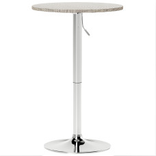 Adjustable Bar Table for 2, Round Pub Table with PE Rattan Top and Steel Base for Home Bar, Small Dining Room, Grey