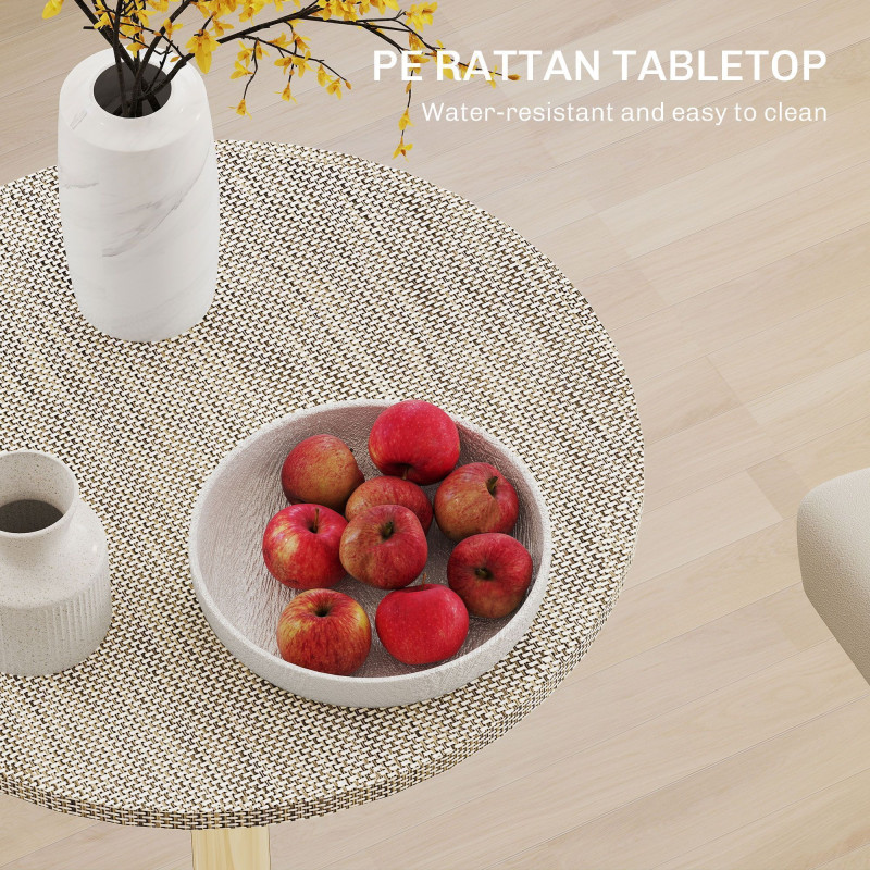 Adjustable Bar Table for 2, Round Pub Table with PE Rattan Top and Steel Base for Home Bar, Small Dining Room, Grey