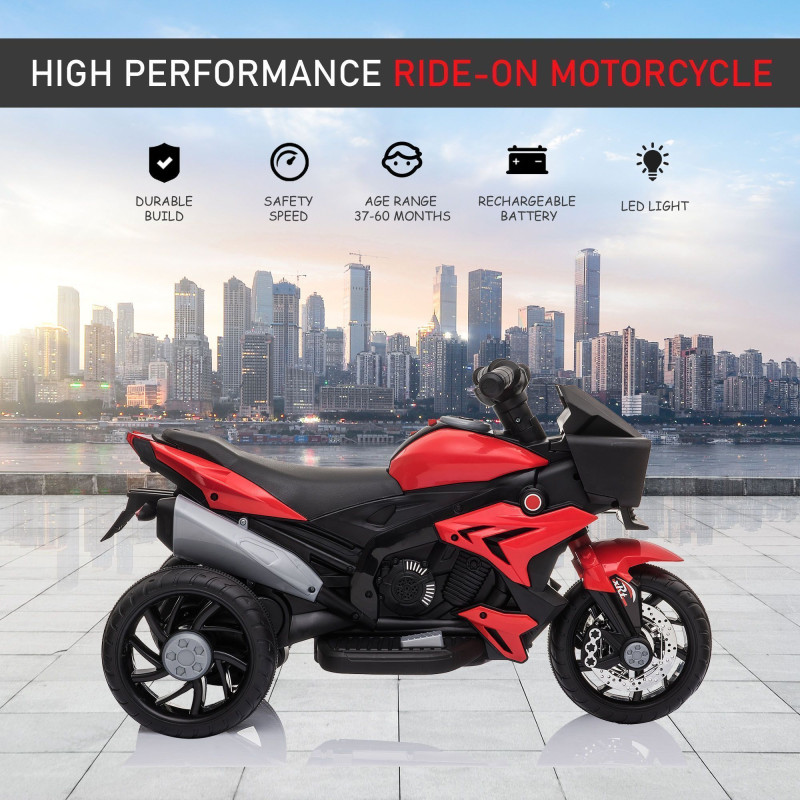 Kids Electric Pedal Motorcycle Ride-On Toy, 6V Battery Powered with Music, Horn & Headlights, Motorbike for Girls and Boys, Red
