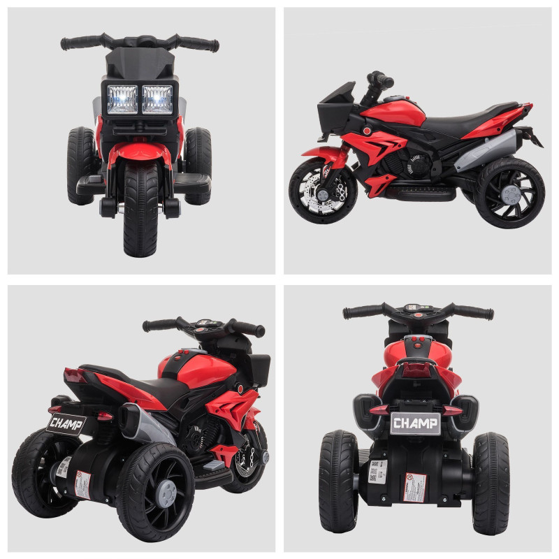 Kids Electric Pedal Motorcycle Ride-On Toy, 6V Battery Powered with Music, Horn & Headlights, Motorbike for Girls and Boys, Red