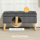 Storage Ottoman with Lid, Velvet Upholstered Storage Bench with Wood Legs for Living Room, Charcoal Grey