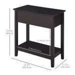 End Side Table in Flip Top Design with Cabinet and Bottom Shelf, Storage Furniture Decoration for Bedroom Living Room Office, Dark Coffee