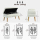 Storage Ottoman with Lid, Velvet Upholstered Storage Bench with Wood Legs for Living Room, Cream White
