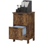 Vertical Filing Cabinet with 2 Drawers, Rustic Farmhouse Office Storage Cabinet for A4, Letter Size, Rustic Brown