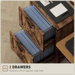 Vertical Filing Cabinet with 2 Drawers, Rustic Farmhouse Office Storage Cabinet for A4, Letter Size, Rustic Brown