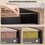 3-Drawer Small Filing Cabinet with Lock, Vertical Office Storage Cabinet with Wheels for Home Office, Black