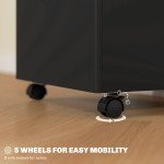 3-Drawer Small Filing Cabinet with Lock, Vertical Office Storage Cabinet with Wheels for Home Office, Black