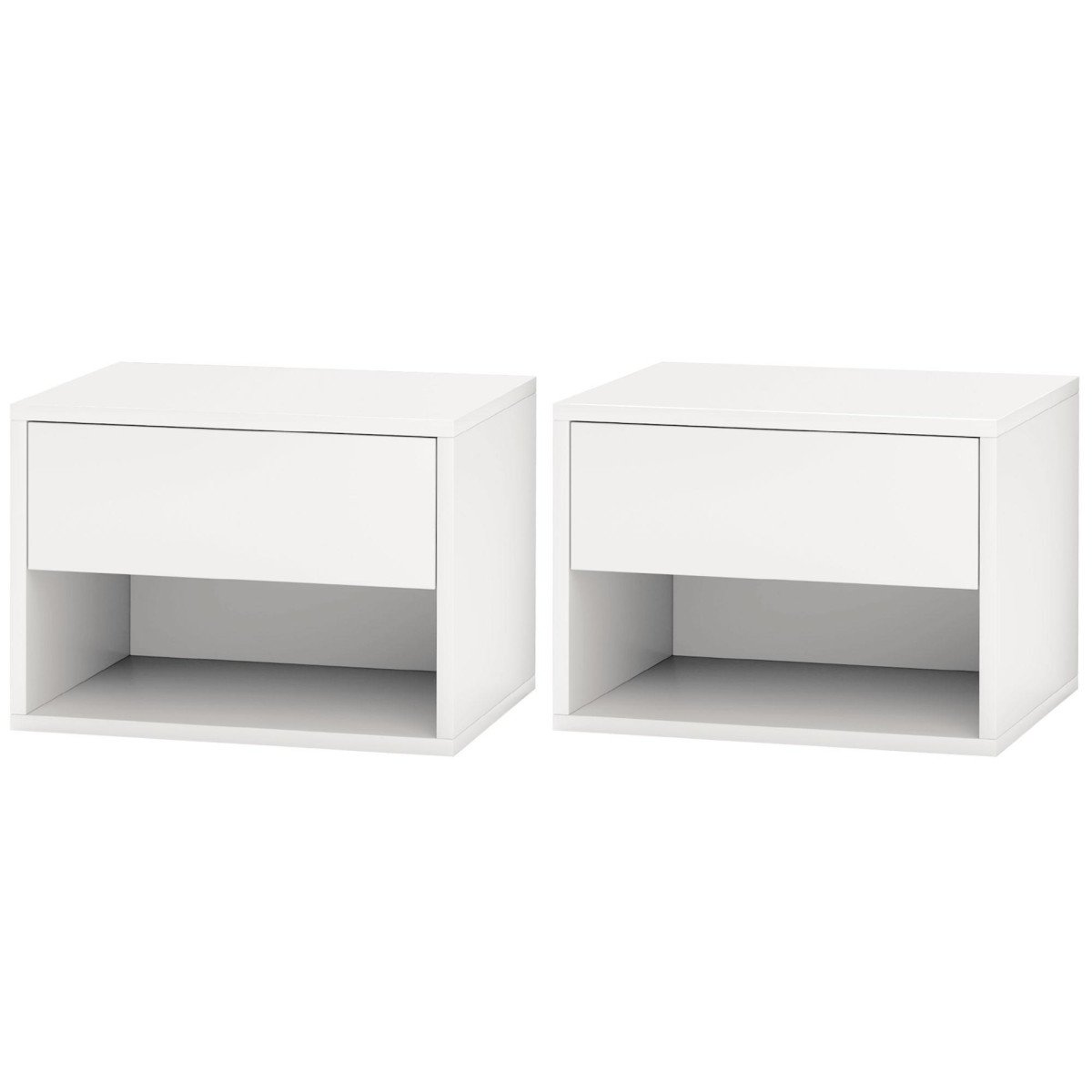 Floating Nightstand Set of 2, Wall Mounted Bedside Table with Drawer for Bedroom, White