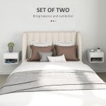 Floating Nightstand Set of 2, Wall Mounted Bedside Table with Drawer for Bedroom, White