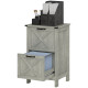 Vertical Filing Cabinet with 2 Drawers, Rustic Farmhouse Office Storage Cabinet for A4, Letter Size, Stone Grey