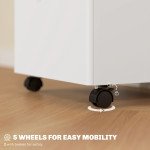 3-Drawer Small Filing Cabinet with Lock, Vertical Office Storage Cabinet with Wheels for Home Office, White