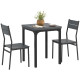 Dining Table Set for 2, 3 Piece Kitchen Table and Chairs with Metal Legs for Small Spaces, Grey Wood Effect