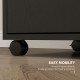Microwave Cart on Wheels Utility Trolley Storage Sideboard Bookcase with 2-door Cabinet, Black Wood Grain