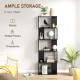 5-Tier Geometric Bookshelf, S Shaped Bookcase, Modern Freestanding Display Shelf Unit for Home Office, Black