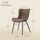 Dining Chairs Set of 2, PU Leather Upholstered Kitchen Chairs with Backrest and Steel Legs, Brown
