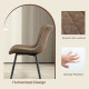 Dining Chairs Set of 2, PU Leather Upholstered Kitchen Chairs with Backrest and Steel Legs, Brown