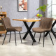 Dining Chairs Set of 2, PU Leather Upholstered Kitchen Chairs with Backrest and Steel Legs, Brown