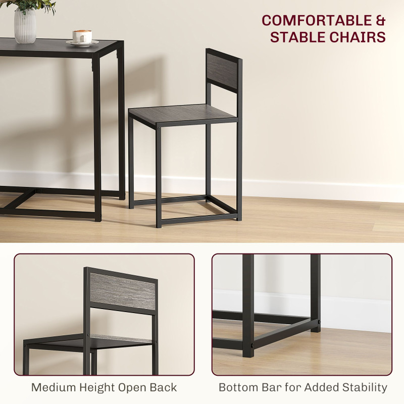 Dining Table Set, Industrial Dining Set for 2, Kitchen Table and Chairs for Small Space, Dining Room Table with Chairs