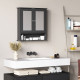 Medicine Cabinet, Wall-Mounted Bathroom Mirror Cabinet with Double Doors, Open Shelf, and Adjustable Shelf, Modern Bathroom Wall Cabinet, Black