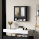 Medicine Cabinet, Wall-Mounted Bathroom Mirror Cabinet with Double Doors, Open Shelf, and Adjustable Shelf, Modern Bathroom Wall Cabinet, Black