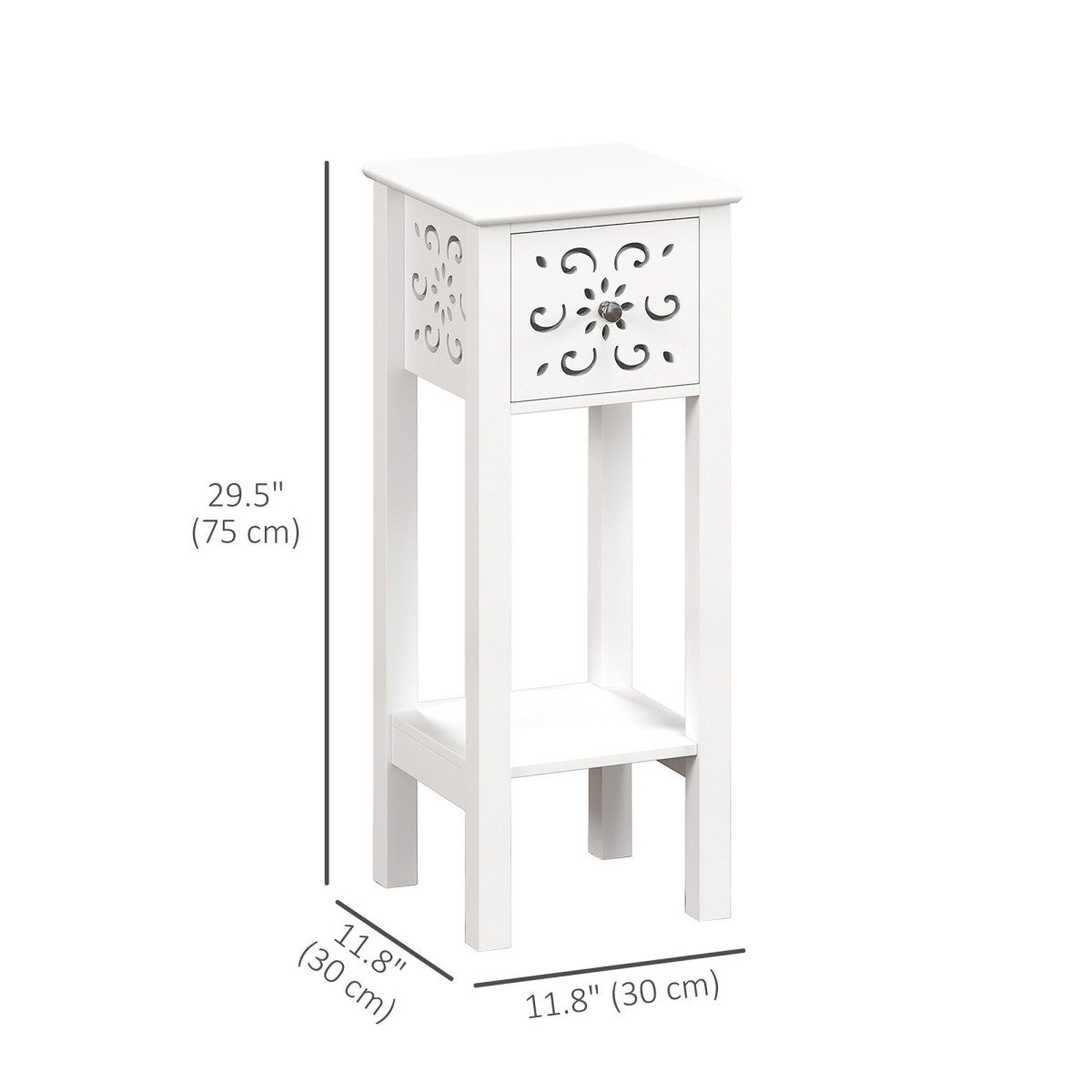 Nightstand Set of 2 with Drawer and Open Storage Shelf White