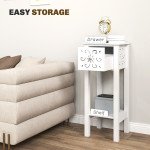 Nightstand Set of 2 with Drawer and Open Storage Shelf White