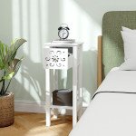 Nightstand Set of 2 with Drawer and Open Storage Shelf White