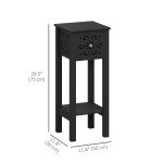 Nightstand Set of 2 with Drawer and Open Storage Shelf Black