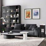 Nightstand Set of 2 with Drawer and Open Storage Shelf Black