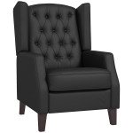 Faux Leather Armchair, Modern Accent Chair with Thick Padding for Living Room, Bedroom, Home Office, Black