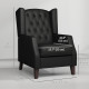 Faux Leather Armchair, Modern Accent Chair with Thick Padding for Living Room, Bedroom, Home Office, Black