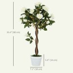3FT Artificial Plant White Rose Floral Set of 2 in Pot, Fake Plant for Home Indoor Decor