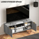 TV Stand with Storage for 55 Inch TV, Modern TV Cabinet with 2 Open Shelves and 2 Cabinets for Living Room, Grey