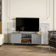 TV Stand with Storage for 55 Inch TV, Modern TV Cabinet with 2 Open Shelves and 2 Cabinets for Living Room, Grey
