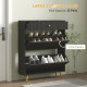 Narrow Shoe Storage Cabinet with Wave-like Panels and Adjustable Shelves for 12 Pairs of Shoes, Black