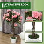 3FT Artificial Plant Pink Rose Floral Set of 2 in Pot, Fake Plant for Home Indoor Decor