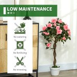 3FT Artificial Plant Pink Rose Floral Set of 2 in Pot, Fake Plant for Home Indoor Decor