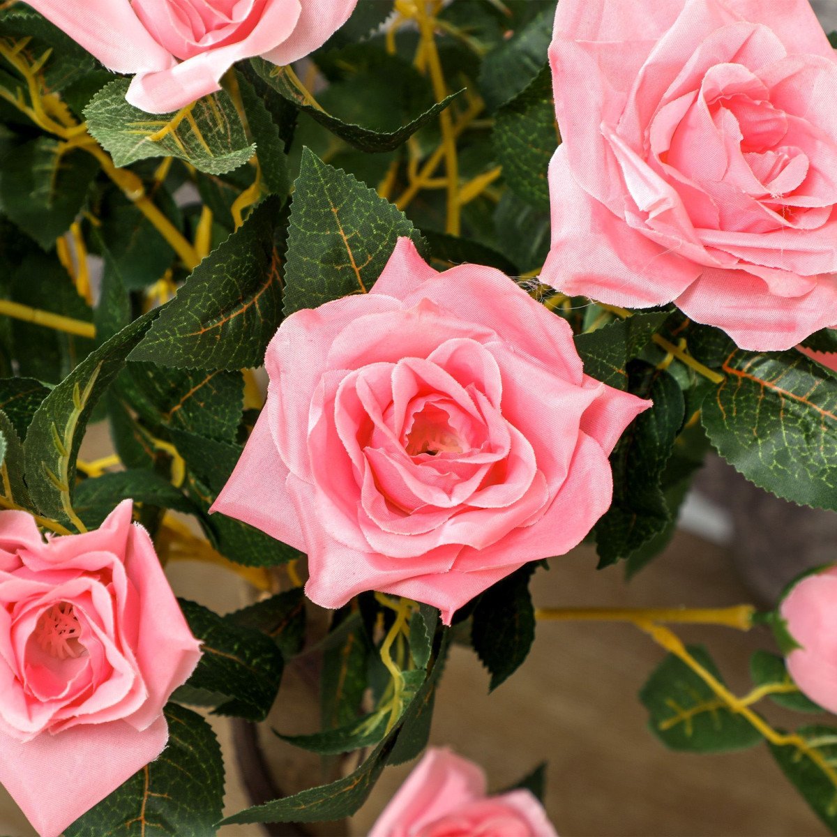 3FT Artificial Plant Pink Rose Floral Set of 2 in Pot, Fake Plant for Home Indoor Decor