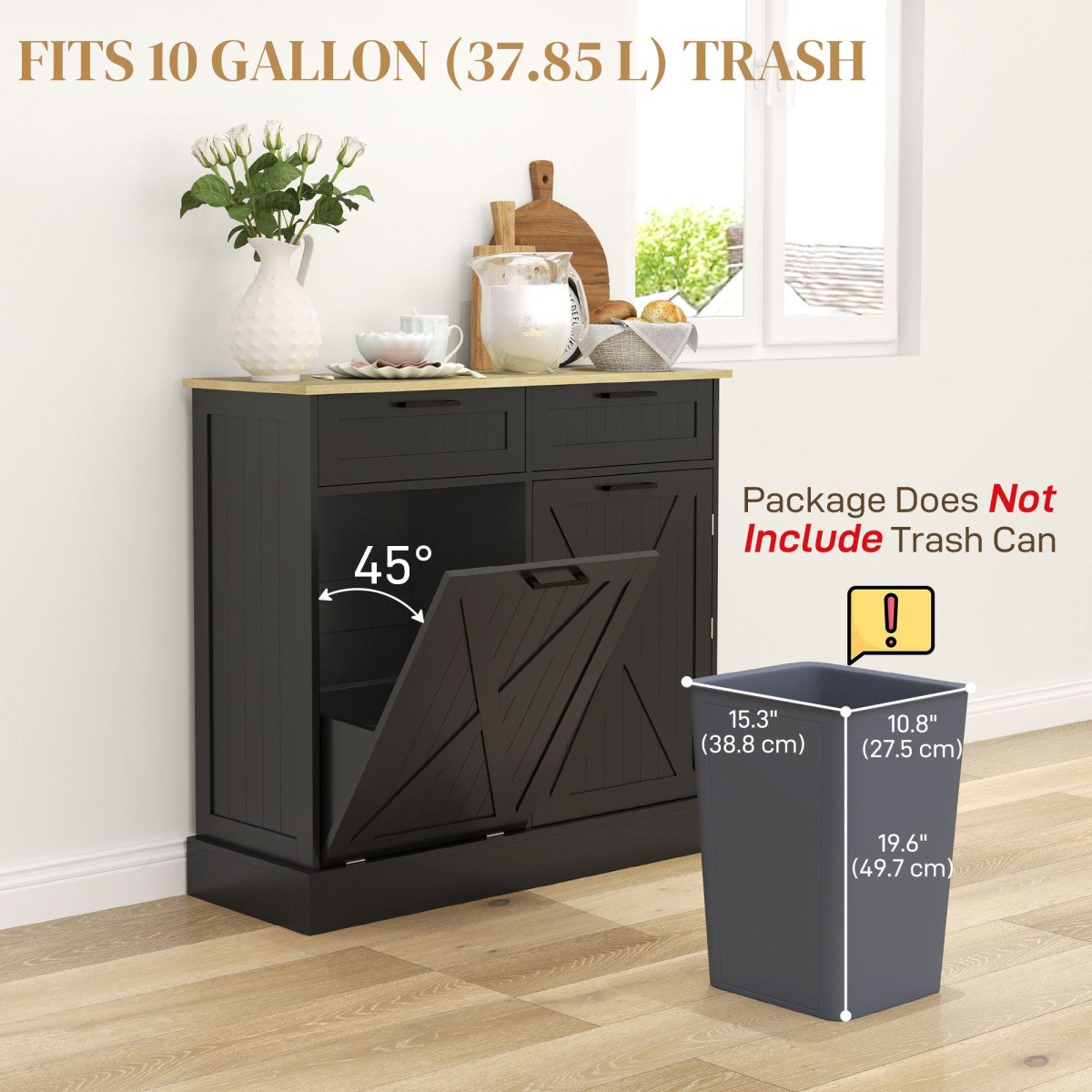 Hidden Trash Cabinet Island with Storage