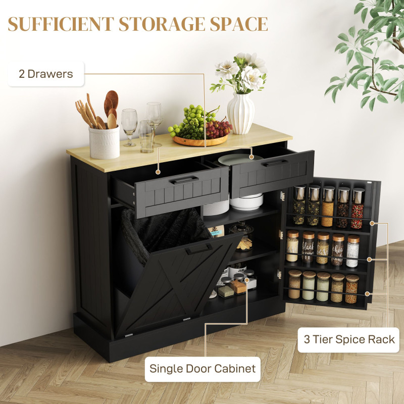 Hidden Trash Cabinet Island with Storage