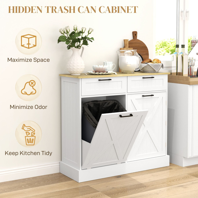 Hidden Trash Cabinet Island with Storage