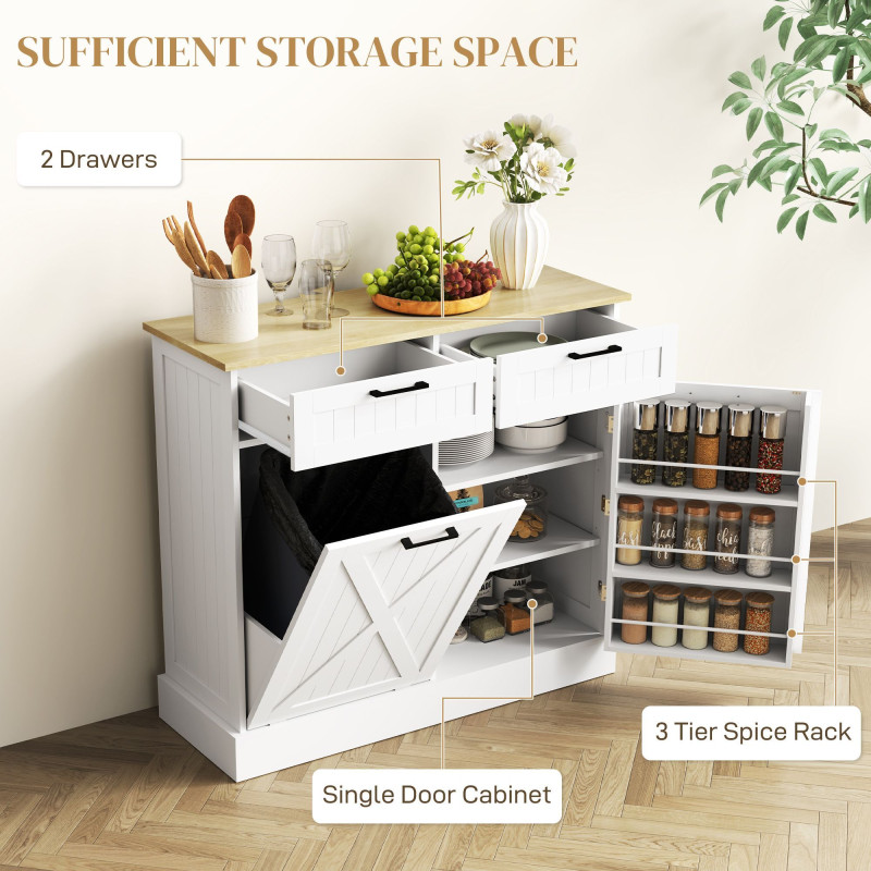 Hidden Trash Cabinet Island with Storage