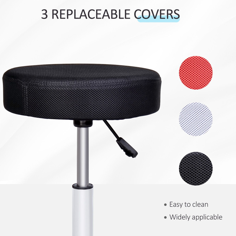 Adjustable Hydraulic Swivel Massage Salon Stool Facial Spa Tattoo Saddle Chair with 3 Changeable Seat Covers, Red/White/Black