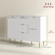 Modern Kitchen Storage Cabinet, Sideboard Buffet Cabinet w/ 3 Drawers and Adjustable Shelves for Kitchen Hallway, White