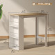 Bar Table Counter Height Dining Table with 3 Storage Shelves for Kitchen, Dining Room, Living Room, White