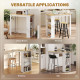 Bar Table Counter Height Dining Table with 3 Storage Shelves for Kitchen, Dining Room, Living Room, White