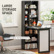 Fold-out Convertible Office Desk, Wall Mount Computer Desk with Whiteboard and Side Shelf, Black