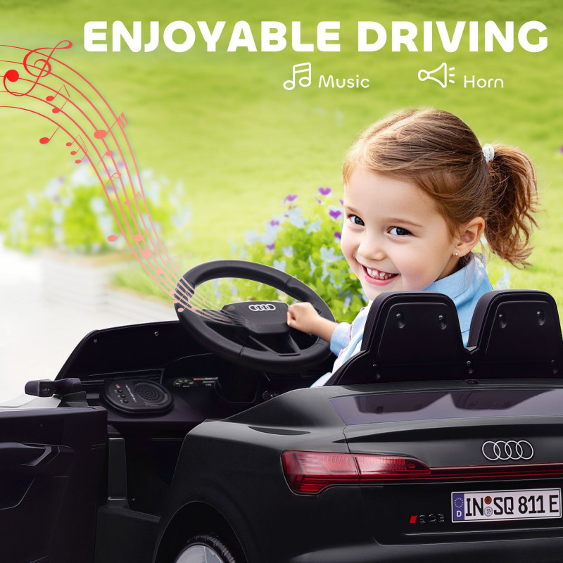 Qaba 12V Battery Powered Kids Electric Car, Audi Q8 etron Sportback Licensed Ride on Car w/ Remote Control, Black